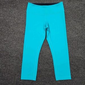 Lululemon Leggings Womens 6 Blue Reversible Cropped Yoga Athletic Running Lounge